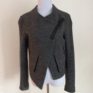 Katherine‎ Barclay Sweater Womens Small Asymmetrical Wool Cardigan Grey